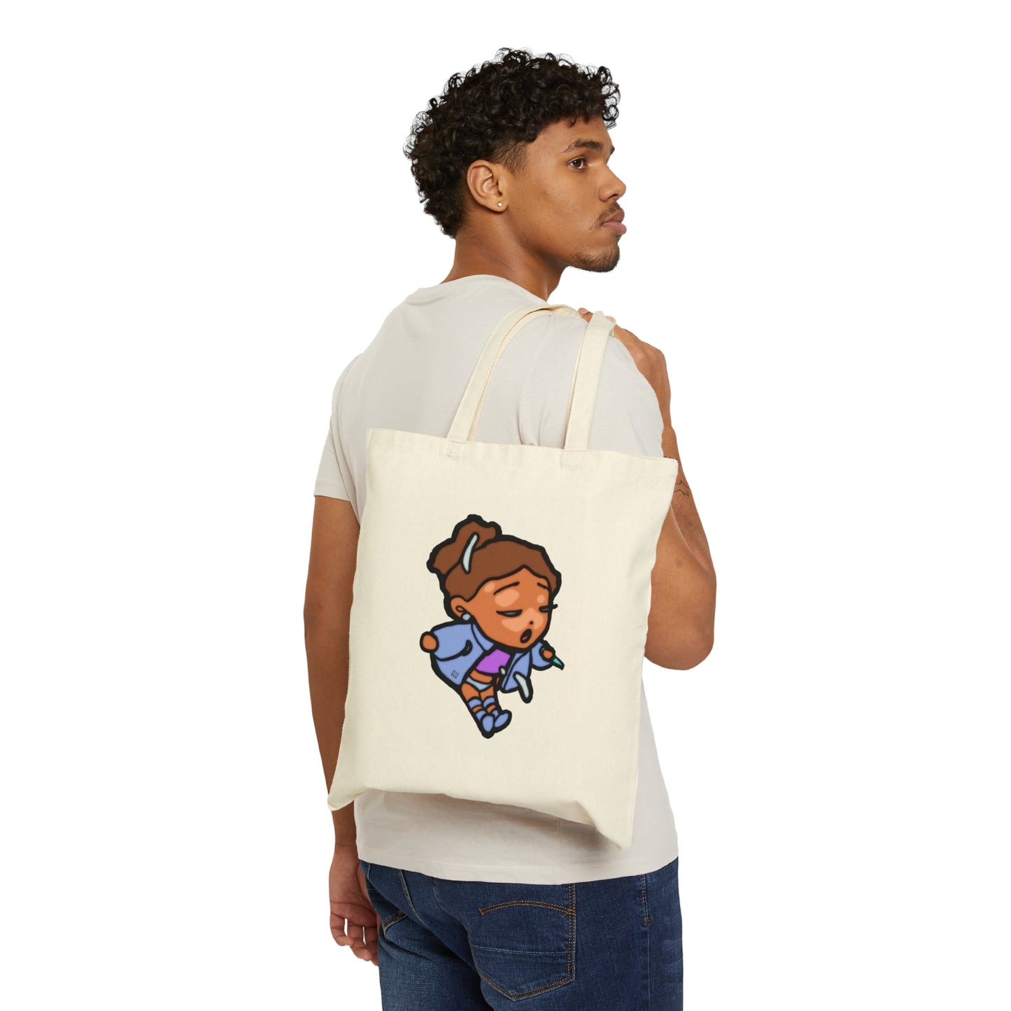 Ines Ardley Chibi Cotton Canvas Tote Bag